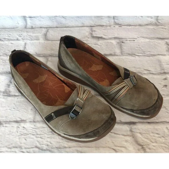 CHACO CLARA Tan Nubuck Flats Slip On Shoes Buckle Womens 8.5 (g1f) - Picture 3 of 10